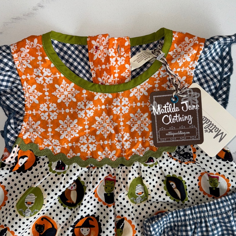 NEW NWT Matilda Jane Under My Spell Halloween Dress 18-24M Fall boutique bloomer - Picture 3 of 8